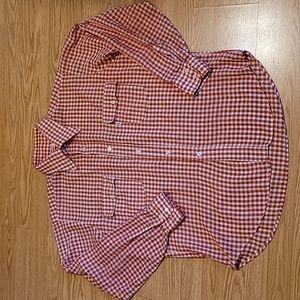 Levi's Mens Western Shirt 70s Vtg USA Made Button Front Gingham Check  Orange XL